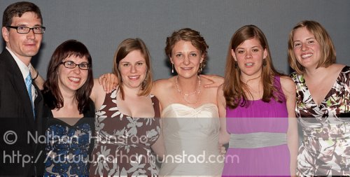 The bride and her friends: Andrew Danford, Quinn Corbin, Julia Miller, Marissa McClure, Alissa Fitch, Laura Hendee.